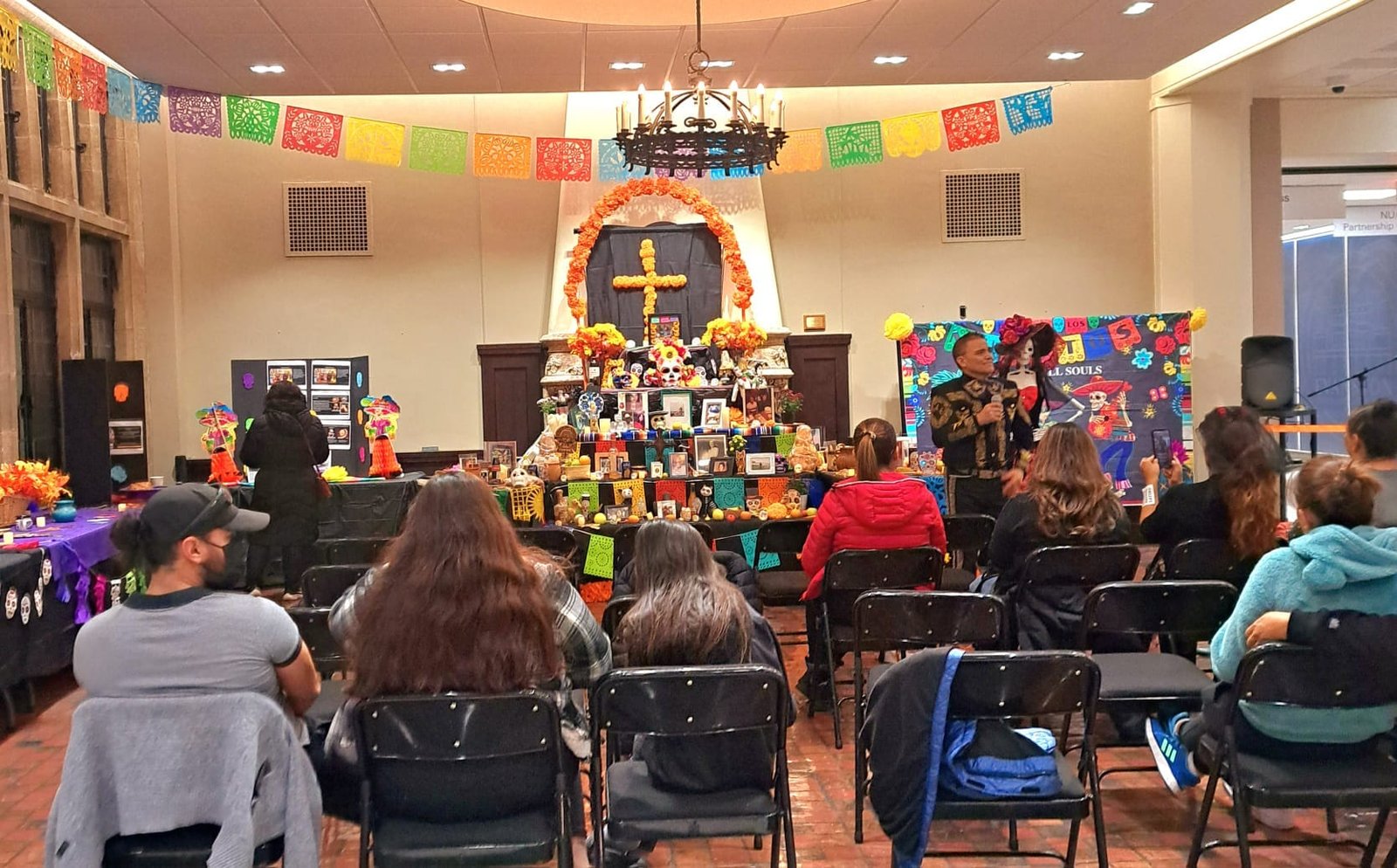 Dia de Muertos 2023 altar and singer
